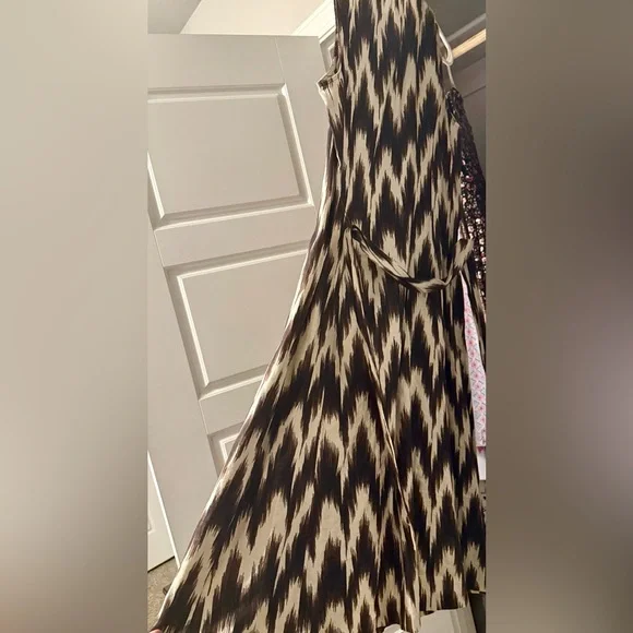 Chico's Linen Jacket and Dress Set in Brown and Cream - Picture 7 of 12